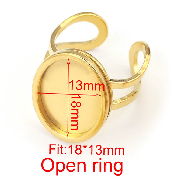 Stainless Steel Jewelry Accessories Ring Round Square Rectangular Tray Geometric Original Design 18K Gold Plated Diy