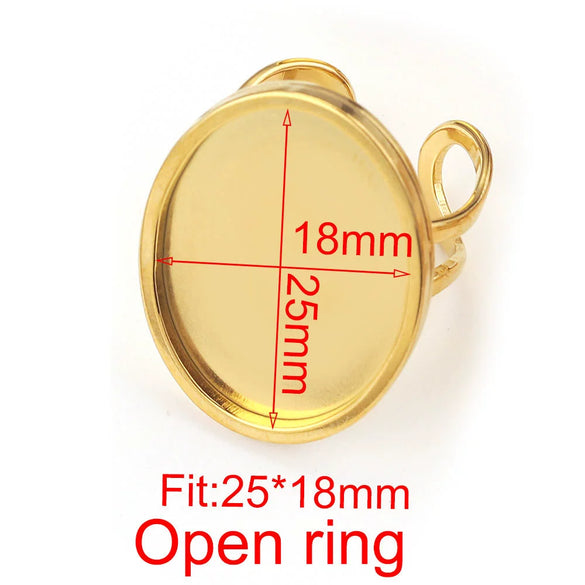 Stainless Steel Jewelry Accessories Ring Round Square Rectangular Tray Geometric Original Design 18K Gold Plated Diy