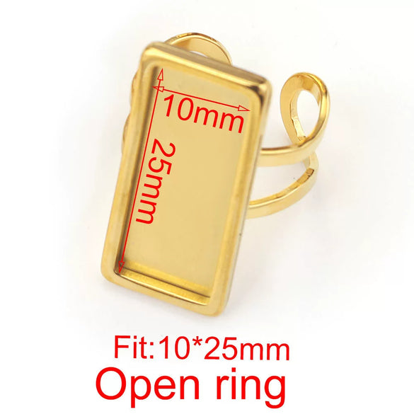 Stainless Steel Jewelry Accessories Ring Round Square Rectangular Tray Geometric Original Design 18K Gold Plated Diy