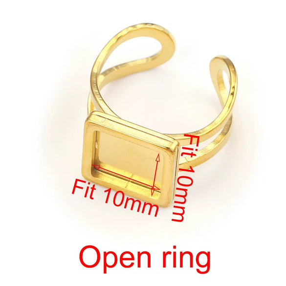 Stainless Steel Jewelry Accessories Ring Round Square Rectangular Tray Geometric Original Design 18K Gold Plated Diy