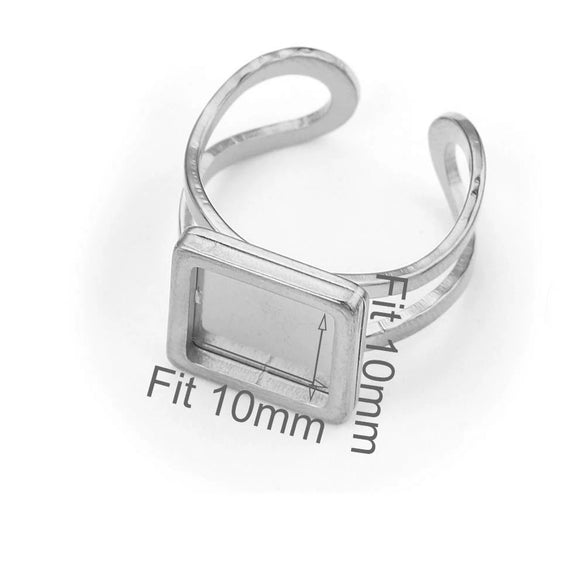 Stainless Steel Jewelry Accessories Ring Round Square Rectangular Tray Geometric Original Design 18K Gold Plated Diy