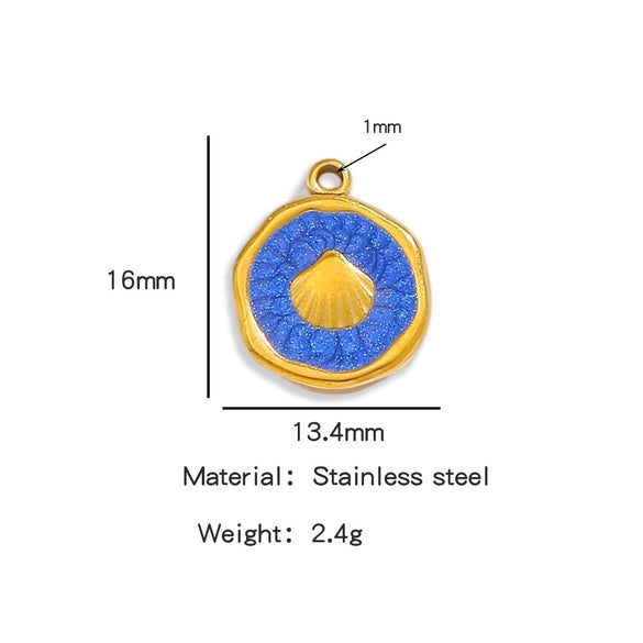 Stainless Steel Jewelry Accessories Shell Shape Vacuum Plated Dripping Oil Bracelet Necklace Earrings Pendant