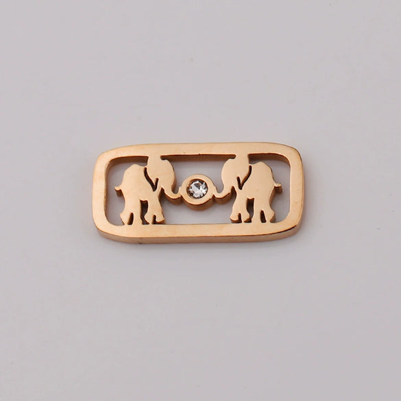 Stainless Steel Jewelry Accessories Square Elephant Hollow Pendant Mirror Polished