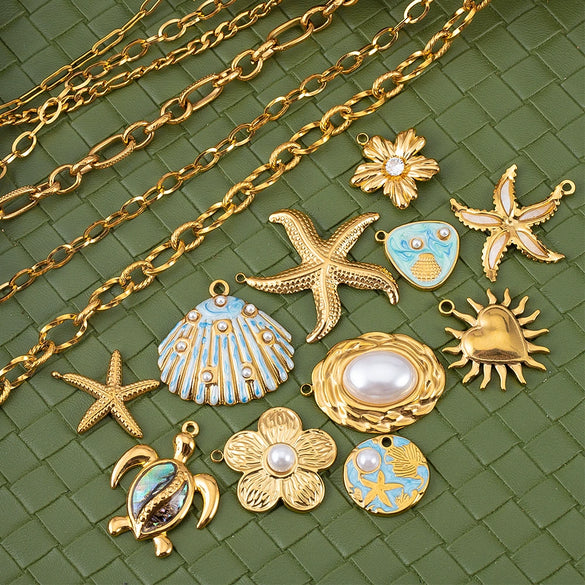 Stainless Steel Jewelry Accessories Starfish Turtle Manta Ray Pendant Electroplated