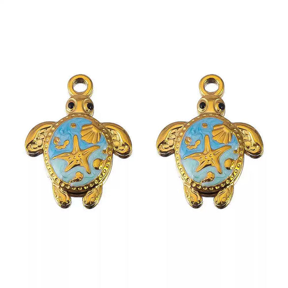 Stainless Steel Jewelry Accessories Starfish Turtle Manta Ray Pendant Electroplated
