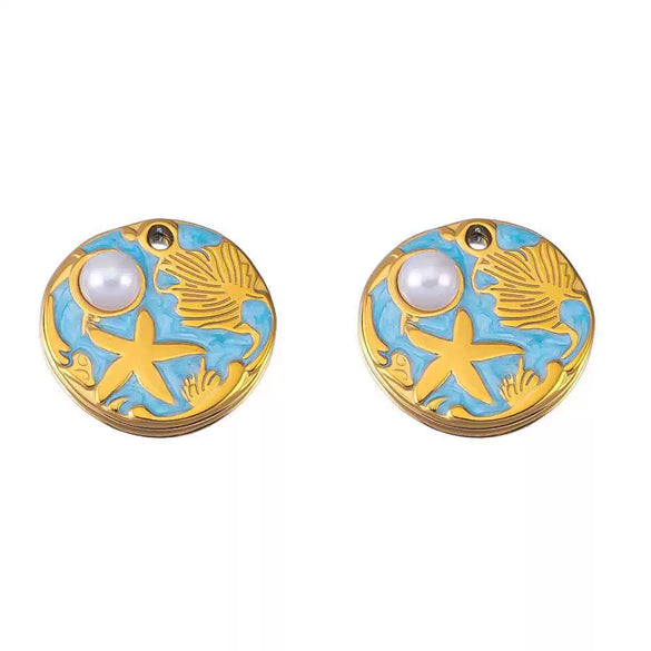 Stainless Steel Jewelry Accessories Starfish Turtle Manta Ray Pendant Electroplated