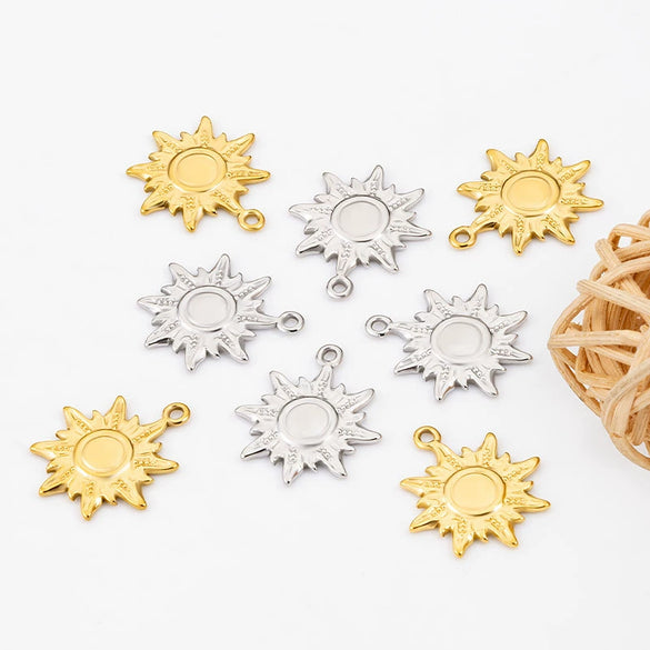 Stainless Steel Jewelry Accessories Sun Pendant Fashionable Nonfading Vacuum Furnace Electroplated Necklace Bracelet Diy