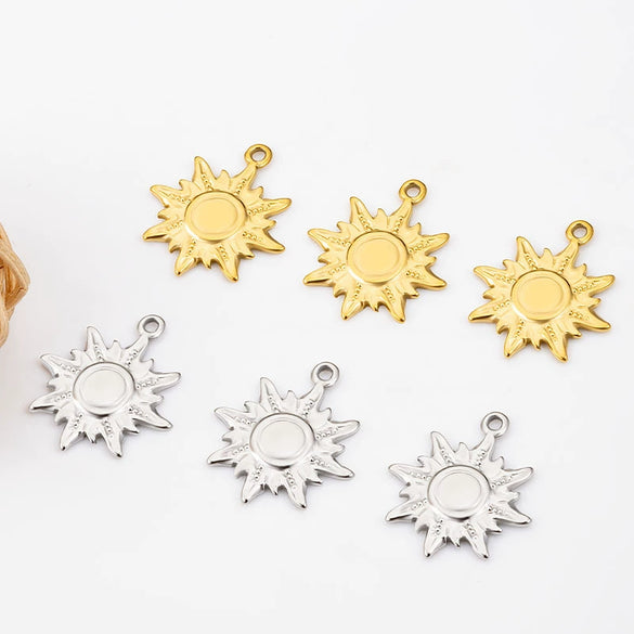 Stainless Steel Jewelry Accessories Sun Pendant Fashionable Nonfading Vacuum Furnace Electroplated Necklace Bracelet Diy
