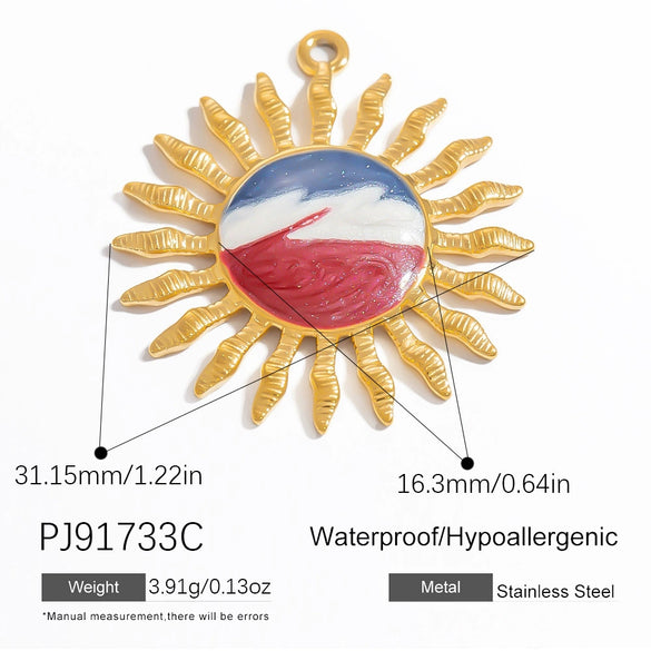 Stainless Steel Jewelry Accessories Sun Seahorse Butterfly Pendant Handmade Dripping Oil Necklace Bracelet Pendant