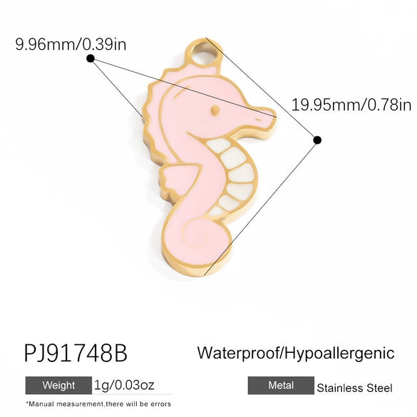 Stainless Steel Jewelry Accessories Sun Seahorse Butterfly Pendant Handmade Dripping Oil Necklace Bracelet Pendant