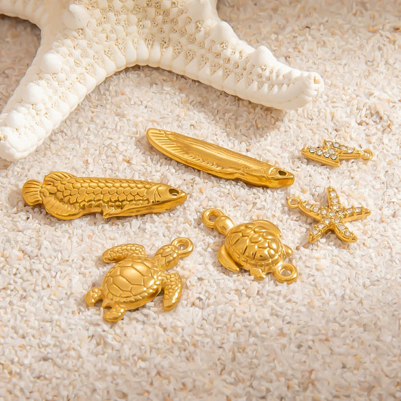 Stainless Steel Jewelry Accessories Turtle Starfish Necklace Bracelet Pendant Electroplated