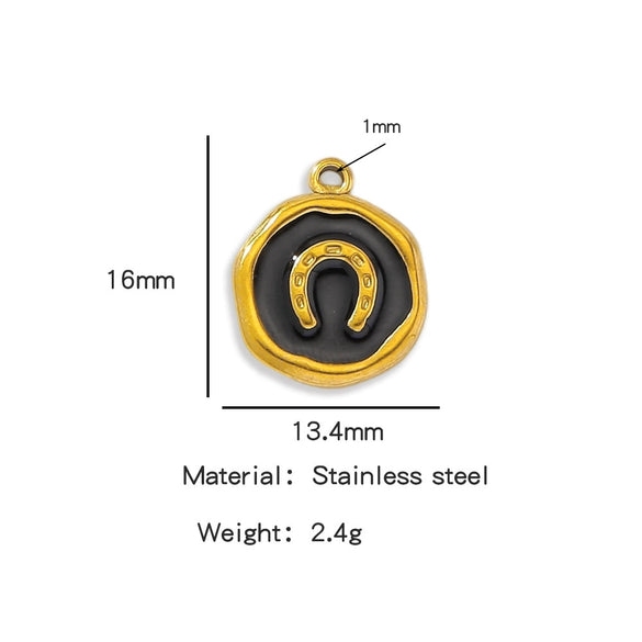 Stainless Steel Jewelry Accessories Vacuum Plated Dripping Oil Horseshoe Bracelet Necklace Earrings Pendant