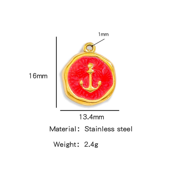 Stainless Steel Jewelry Accessories Vacuum Plated 18K Gold Bracelet Necklace Earrings Pendant Dripping Oil Sailor Style