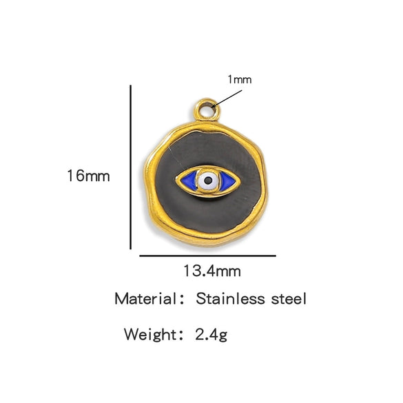 Stainless Steel Jewelry Accessories Vacuum Plated 18K Gold Bracelet Necklace Earrings Pendant With Devil's Eye Shape And Dripping Oil Design