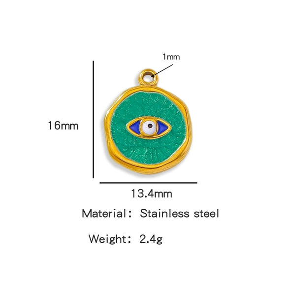 Stainless Steel Jewelry Accessories Vacuum Plated 18K Gold Bracelet Necklace Earrings Pendant With Devil's Eye Shape And Dripping Oil Design