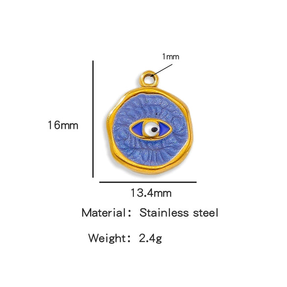 Stainless Steel Jewelry Accessories Vacuum Plated 18K Gold Bracelet Necklace Earrings Pendant With Devil's Eye Shape And Dripping Oil Design