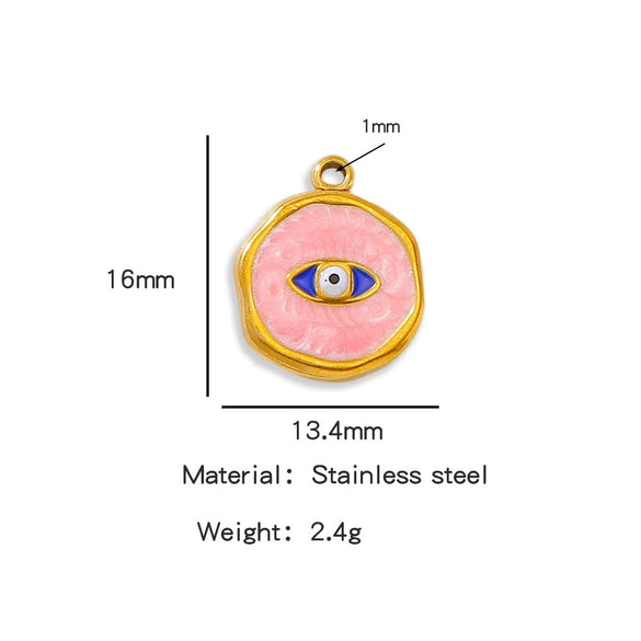 Stainless Steel Jewelry Accessories Vacuum Plated 18K Gold Bracelet Necklace Earrings Pendant With Devil's Eye Shape And Dripping Oil Design