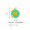 Stainless Steel Jewelry Accessories Vacuum Plated 18K Gold Butterfly Heart Dripping Oil Style Bracelet Necklace Earrings Pendant