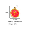 Stainless Steel Jewelry Accessories Vacuum Plated 18K Gold Cross Bracelet Necklace Earrings Pendant With Dripping Oil Design