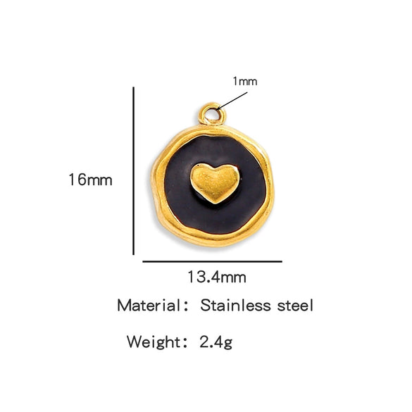 Stainless Steel Jewelry Accessories Vacuum Plated 18K Gold Heart Dripping Oil Bracelet Necklace Earrings Pendant