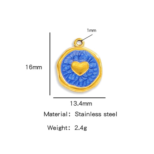Stainless Steel Jewelry Accessories Vacuum Plated 18K Gold Heart Dripping Oil Bracelet Necklace Earrings Pendant