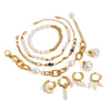 Stainless Steel Jewelry Bracelet And Earrings With Geometric Design And Electroplating For Women