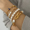 Stainless Steel Jewelry Bracelet And Earrings With Geometric Design And Electroplating For Women