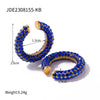 Stainless Steel Jewelry Bracelet And Earrings With Geometric Design And Electroplating For Women
