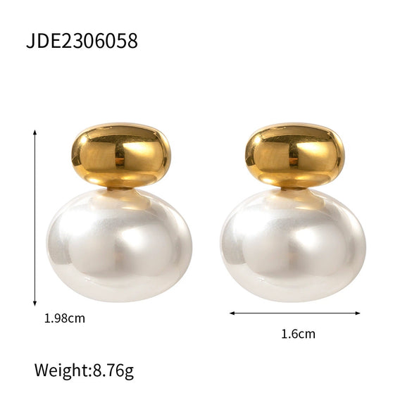 Stainless Steel Jewelry Bracelet And Earrings With Geometric Design And Electroplating For Women