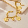 Stainless Steel Jewelry Bracelet With Irregular Round Concave And Convex Eye Turquoise Pendant Electroplated For Women Fashion Style