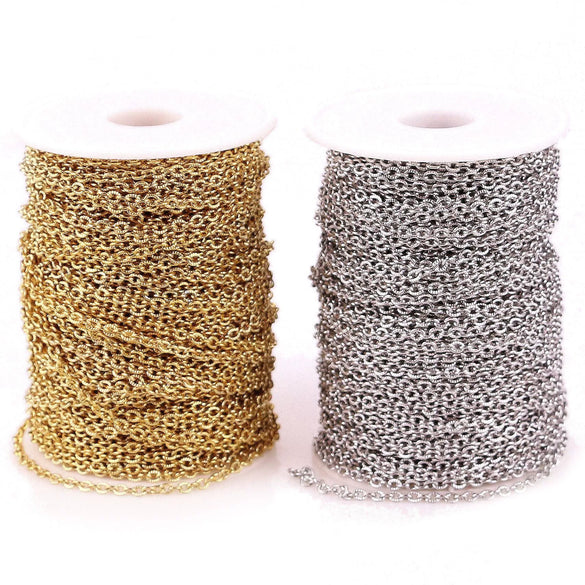 Stainless Steel Jewelry Cross Chain Embossed O Chain Gold Electroplated