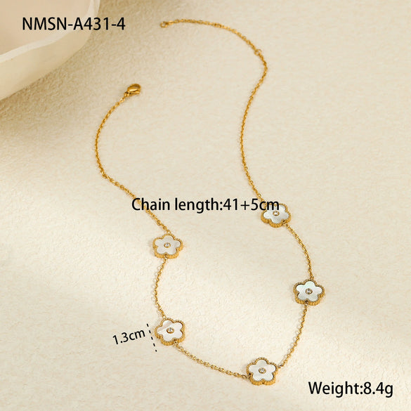 Stainless Steel Jewelry Flower Pattern Pendant Necklace Bracelet Earrings Electroplated For Women