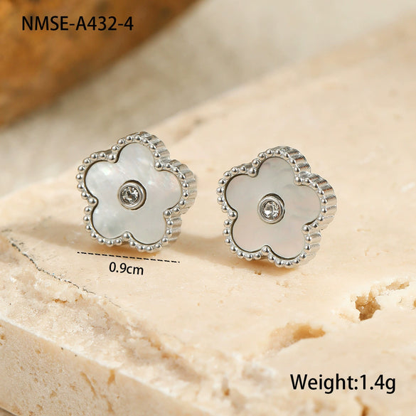 Stainless Steel Jewelry Flower Pattern Pendant Necklace Bracelet Earrings Electroplated For Women