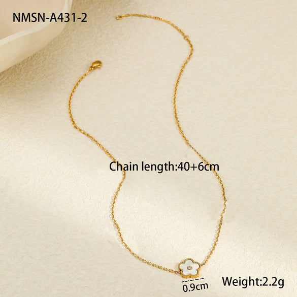 Stainless Steel Jewelry Flower Pattern Pendant Necklace Bracelet Earrings Electroplated For Women