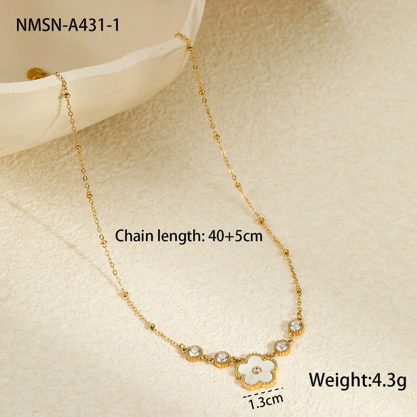 Stainless Steel Jewelry Flower Pattern Pendant Necklace Bracelet Earrings Electroplated For Women
