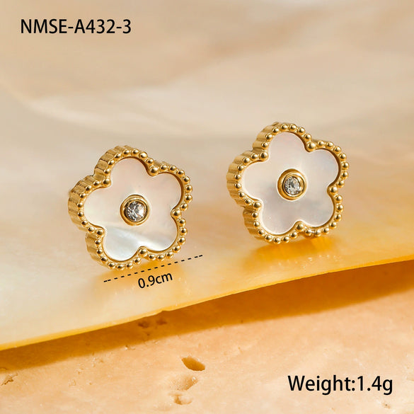 Stainless Steel Jewelry Flower Pattern Pendant Necklace Bracelet Earrings Electroplated For Women