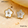 Stainless Steel Jewelry Flower Pattern Pendant Necklace Bracelet Earrings Electroplated For Women