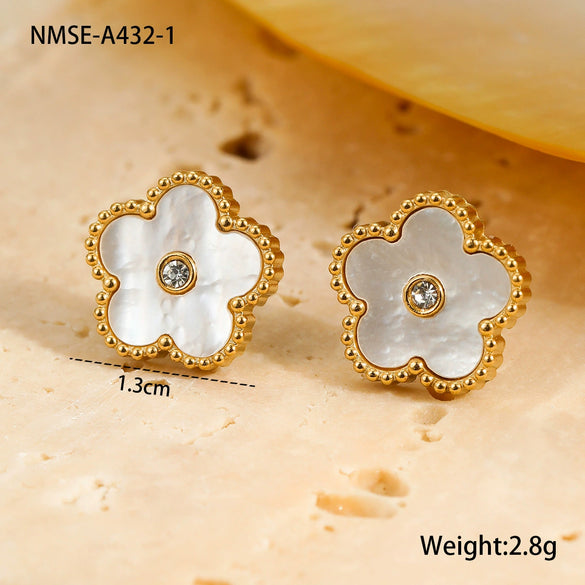 Stainless Steel Jewelry Flower Pattern Pendant Necklace Bracelet Earrings Electroplated For Women