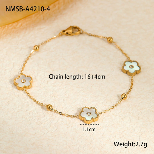 Stainless Steel Jewelry Flower Pattern Pendant Necklace Bracelet Earrings Electroplated For Women