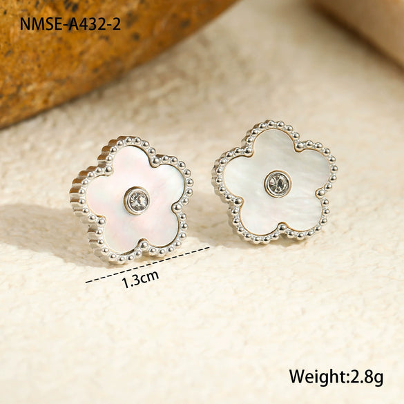 Stainless Steel Jewelry Flower Pattern Pendant Necklace Bracelet Earrings Electroplated For Women
