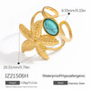 Stainless Steel Jewelry Geometric Ring Marine Series Starfish And Conch Electroplated