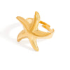 Stainless Steel Jewelry Geometric Ring Marine Series Starfish And Conch Electroplated