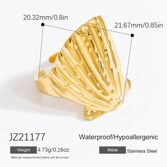 Stainless Steel Jewelry Geometric Ring Marine Series Starfish And Conch Electroplated