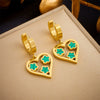 Stainless Steel Jewelry Heart Shape Plum Flower Hollow Love Pendant Earrings Electroplated For Women