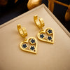 Stainless Steel Jewelry Heart Shape Plum Flower Hollow Love Pendant Earrings Electroplated For Women