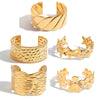Stainless Steel Jewelry Modern Normcore Glossy Wavy Line Open Bracelet With Electroplating Design