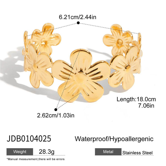 Stainless Steel Jewelry Modern Normcore Glossy Wavy Line Open Bracelet With Electroplating Design