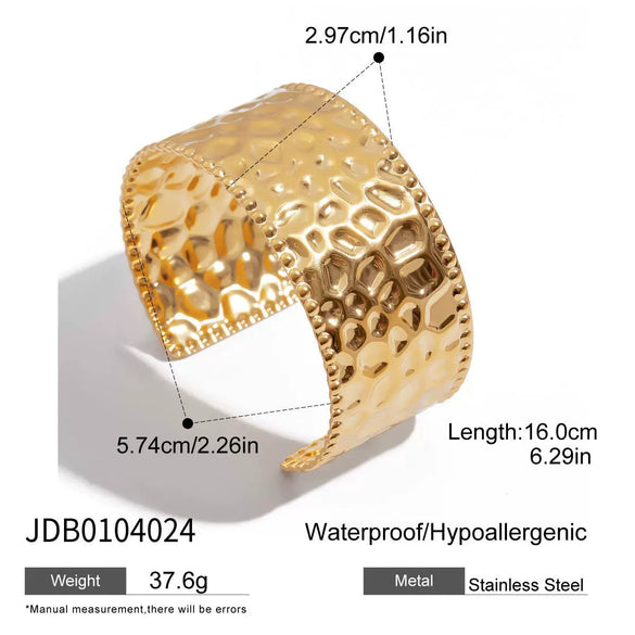 Stainless Steel Jewelry Modern Normcore Glossy Wavy Line Open Bracelet With Electroplating Design