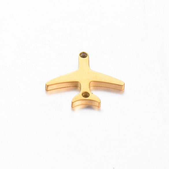 Stainless Steel Jewelry Pendant With Geometric Shape Electroplating Palm Heart Infinite Symbol Turtle Mermaid Airplane Double Hole Design