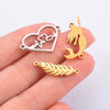 Stainless Steel Jewelry Pendant With Geometric Shape Electroplating Palm Heart Infinite Symbol Turtle Mermaid Airplane Double Hole Design